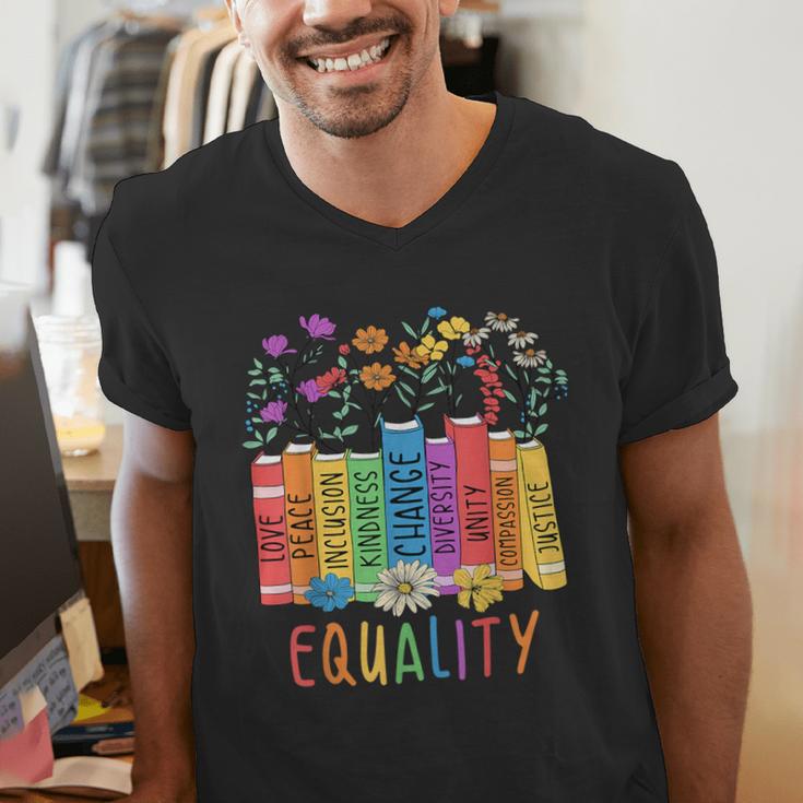 Equality Book LGBTQ Wildflowers Equal Rights Gay Kindness Men's V-Neck T-Shirt