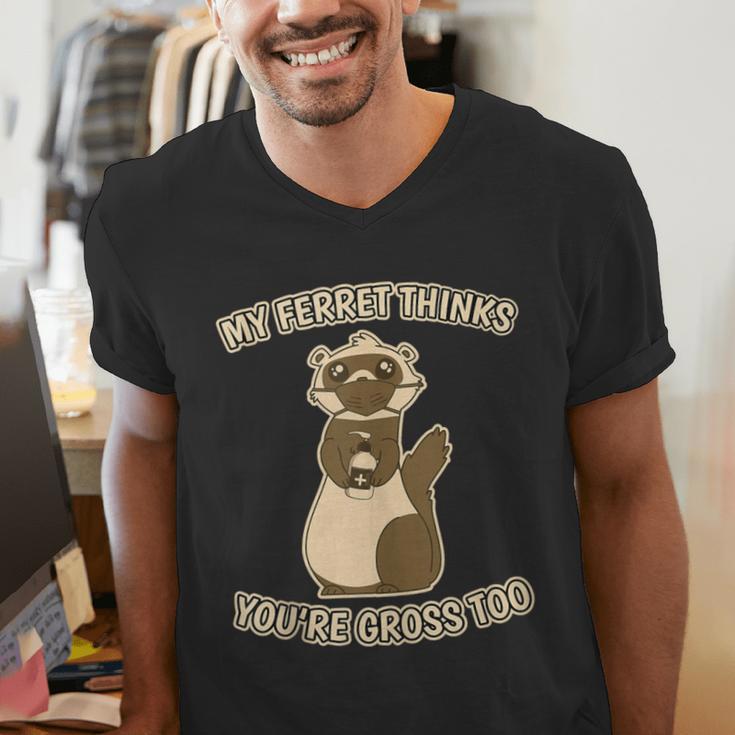 Ew People Ferret Saying Mask Introvert Ferrets Men's V-Neck T-Shirt