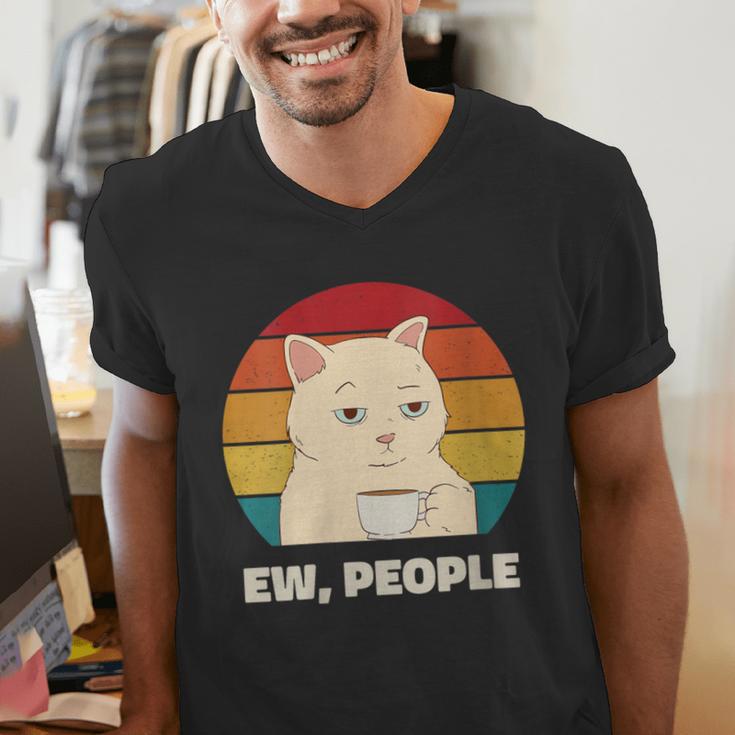 Ew People Introvert Cat Lover Crazy Colorful Cat Lady Men's V-Neck T-Shirt Ew People Introvert Cat Lover Crazy Colorful Cat Lady Men's V-Neck T-Shirt