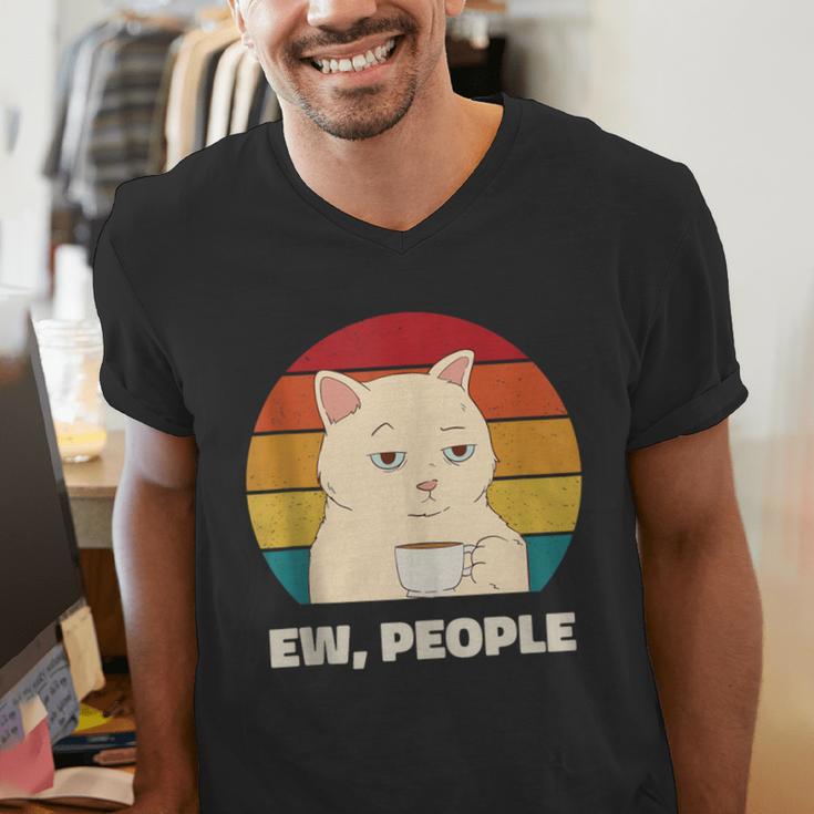Ew People Introvert Cat Lover Crazy Colorful Cat Lady Men's V-Neck T-Shirt
