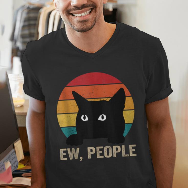 Ew People Introvert Cat Lover Cat Lady Vintage Men's V-Neck T-Shirt