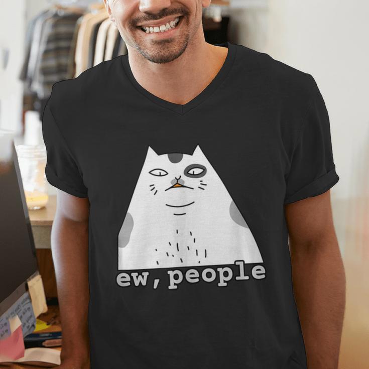 Ew People Introvert Sayings Sarcastic Cat Quote Men's V-Neck T-Shirt Ew People Introvert Sayings Sarcastic Cat Quote Men's V-Neck T-Shirt