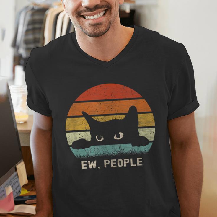 Ew People Retro Cat Cat Lover Introvert Men's V-Neck T-Shirt