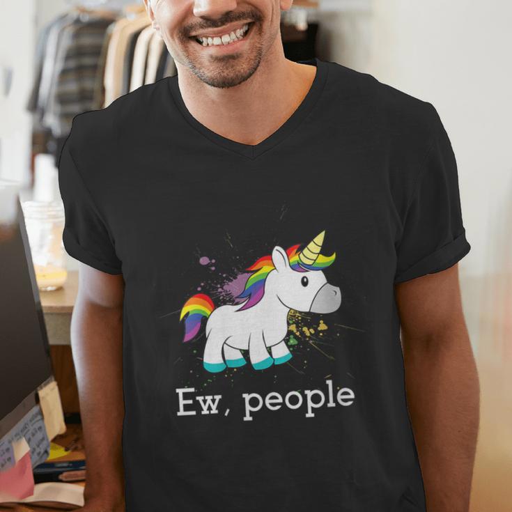 Ew People Unicorn Lover Introvert Rainbow Unicorn Men's V-Neck T-Shirt Ew People Unicorn Lover Introvert Rainbow Unicorn Men's V-Neck T-Shirt