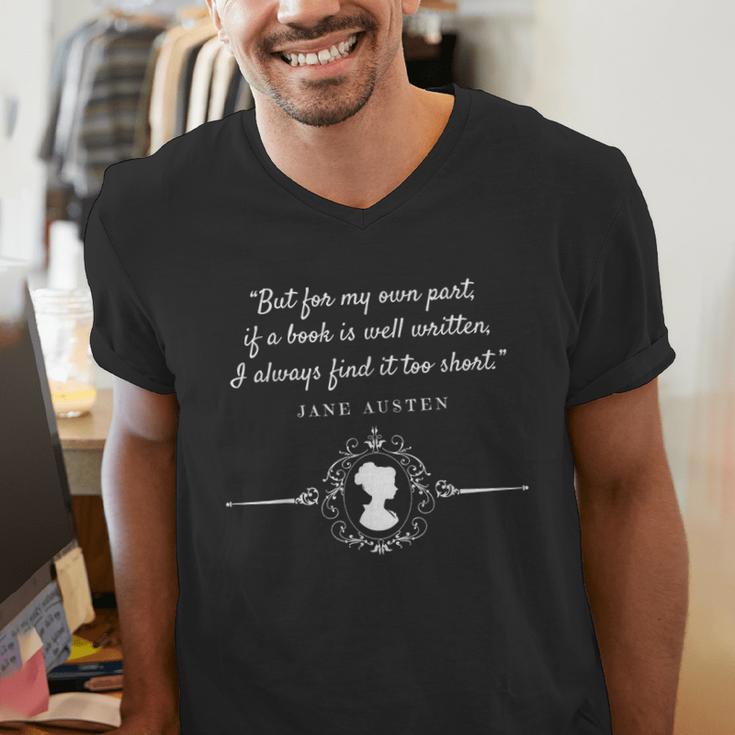 -Expectations Literary Book Club-J Jane Austen Poet Writer Mr Darcy Romantic Quote Men's V-Neck T-Shirt