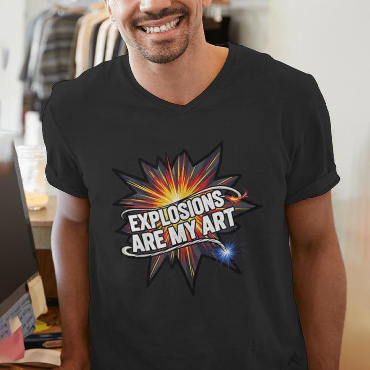 Explosions Are My Art Comic Book Boom Men's V-Neck T-Shirt Explosions Are My Art Comic Book Boom Men's V-Neck T-Shirt