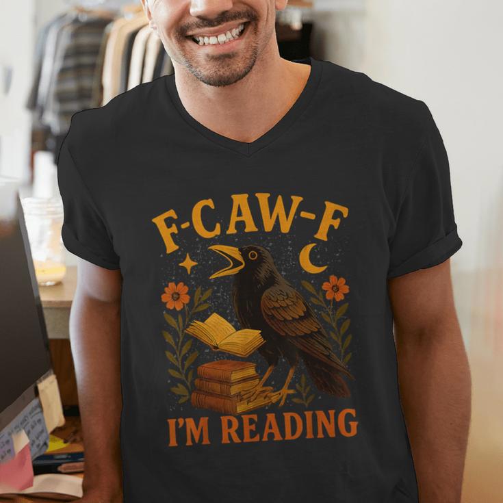F CAW F Crow I'm Reading Book Lover Fall Men's V-Neck T-Shirt F CAW F Crow I'm Reading Book Lover Fall Men's V-Neck T-Shirt