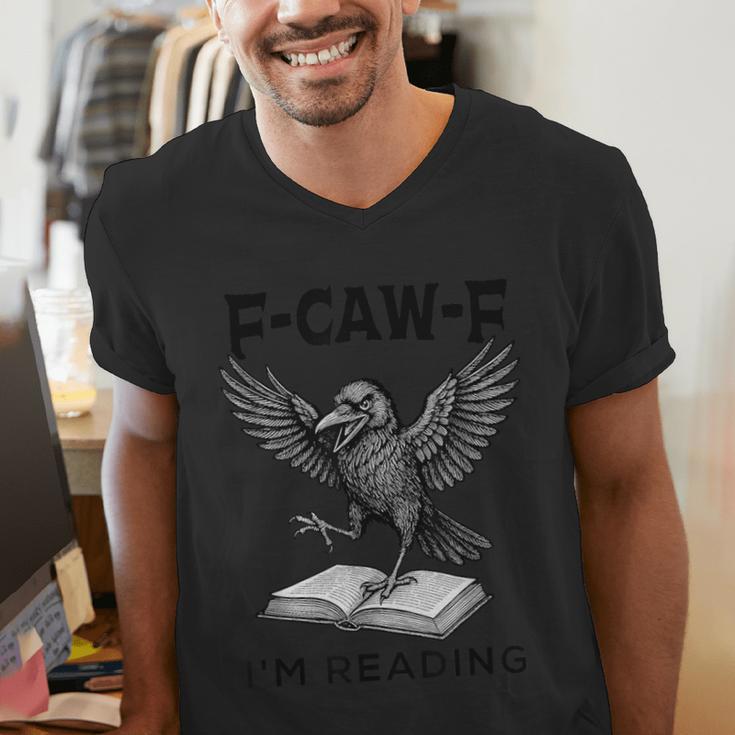 F-Caw-F Crow Book Lovers Vintage Bookish Bird Men's V-Neck T-Shirt F-Caw-F Crow Book Lovers Vintage Bookish Bird Men's V-Neck T-Shirt