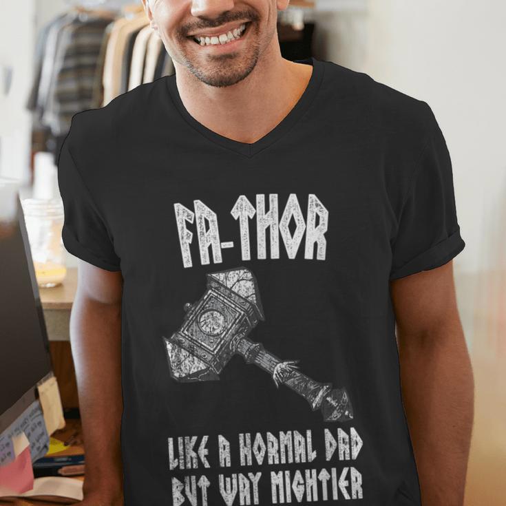 FA-Thor Like Dad Way Mightier Viking Father's Day Fathor Men's V-Neck T-Shirt