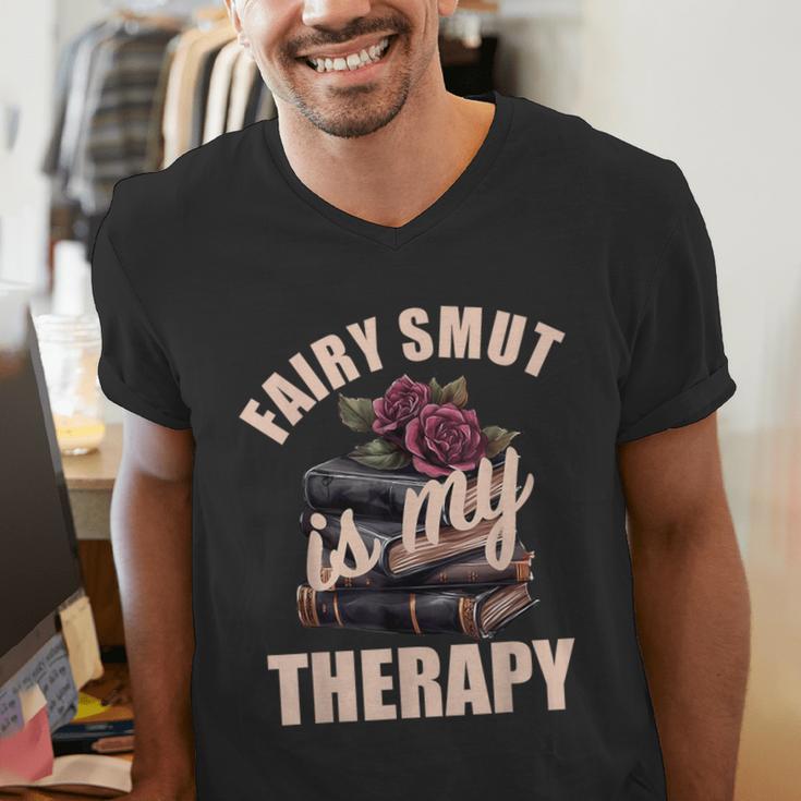 Fairy Smut Is My Therapy Romantasy Spicy Books Faerie Tales Men's V-Neck T-Shirt
