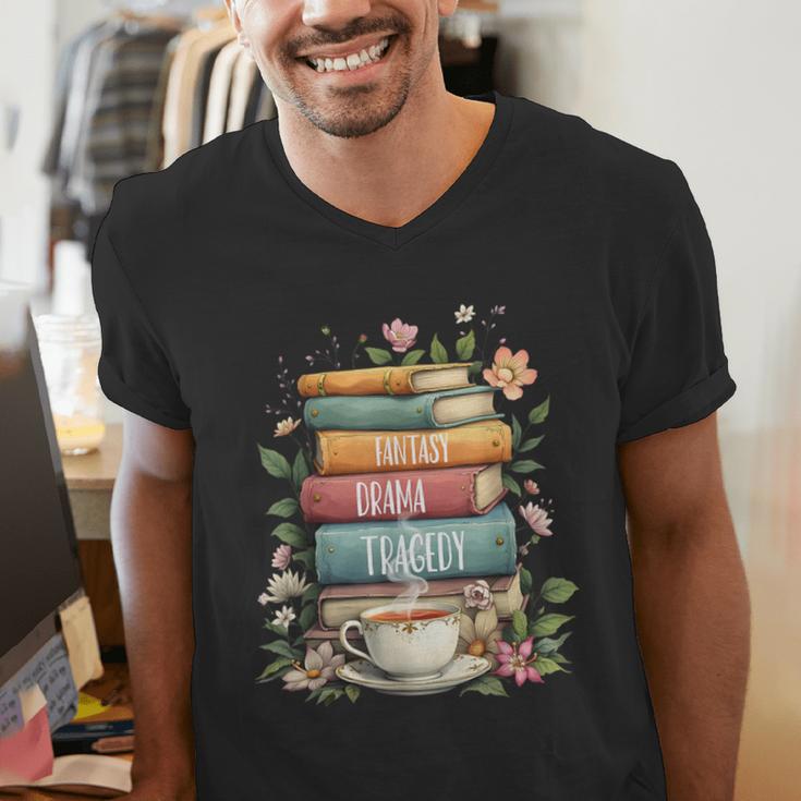 Fantasy Drama Tragedy Book Lover Subtle Watercolor Men's V-Neck T-Shirt Fantasy Drama Tragedy Book Lover Subtle Watercolor Men's V-Neck T-Shirt