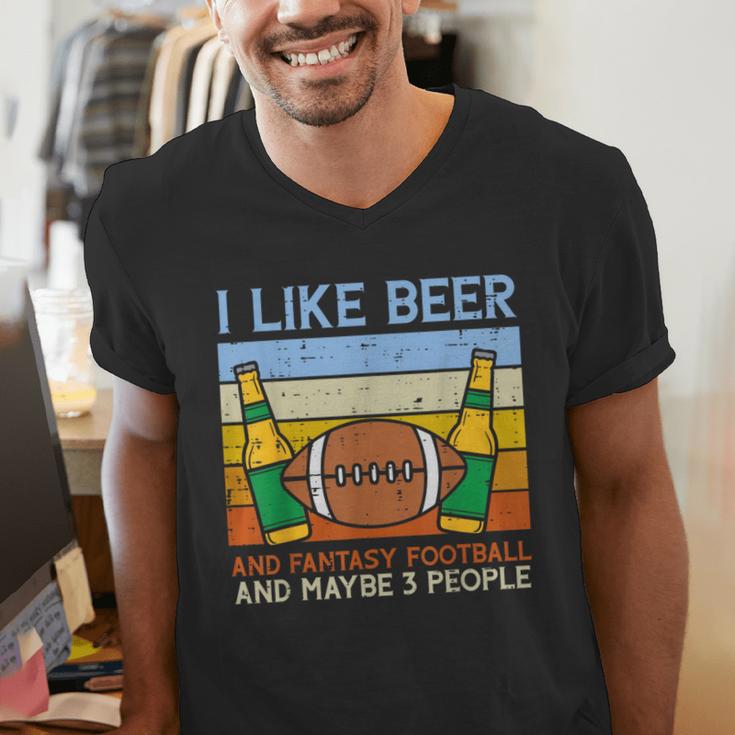 I Like Fantasy Football 3 People Draft Party Dad Men Men's V-Neck T-Shirt I Like Fantasy Football 3 People Draft Party Dad Men Men's V-Neck T-Shirt