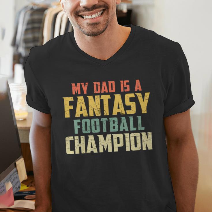 Fantasy Football Dad Champion Vintage Draft Party Men's V-Neck T-Shirt