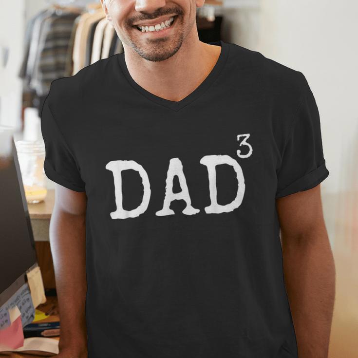 Father Of 3 From Kids Dad Cubed Dad To The Third Power Men's V-Neck T-Shirt