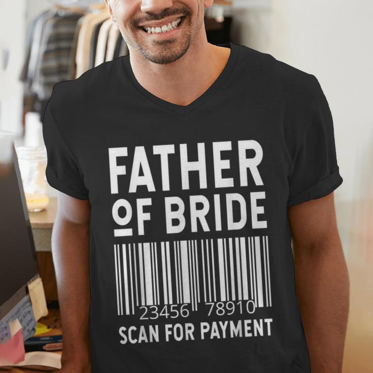 Father Of The Bride Scan For Wedding Marriage Bride Dad Men's V-Neck T-Shirt