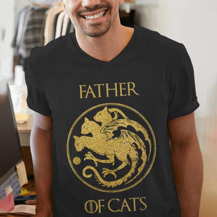 Father Of Cats Shirt Cat Dad Cat Daddy Men's V-Neck T-Shirt