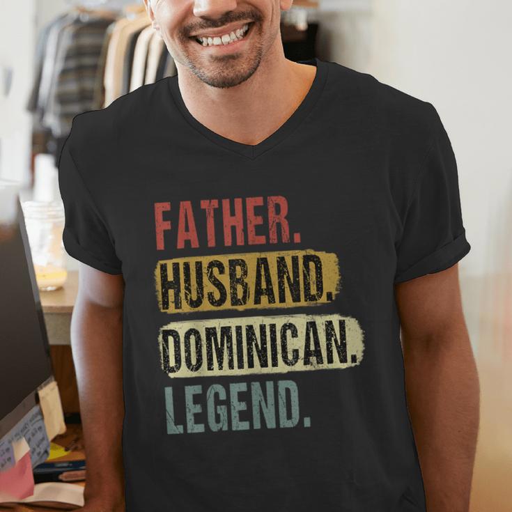 Father Husband Dominican Legend Dominica Dad Father's Day Men's V-Neck T-Shirt
