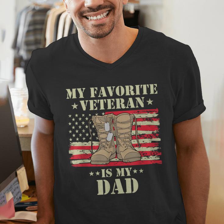 Father Veterans Day My Favorite Veteran Is My Dad Proud Kids Men's V-Neck T-Shirt