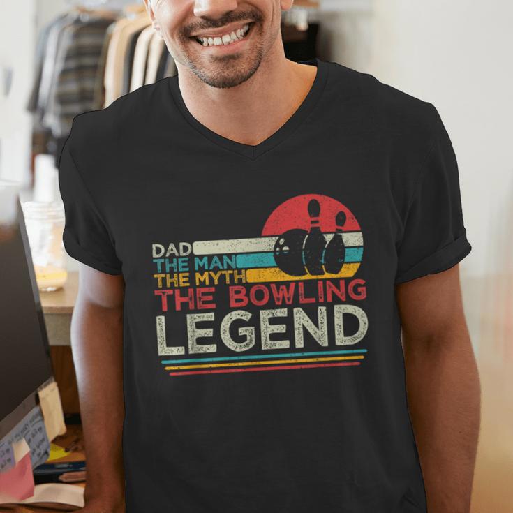 Father's Day The Man The Myth The Bowling Legend Bowler Dad Men's V-Neck T-Shirt