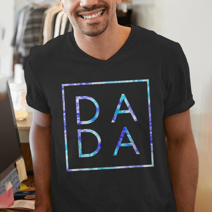 Father's Day For New Dad Dada Him Papa Tie Dye Dada Small Men's V-Neck T-Shirt
