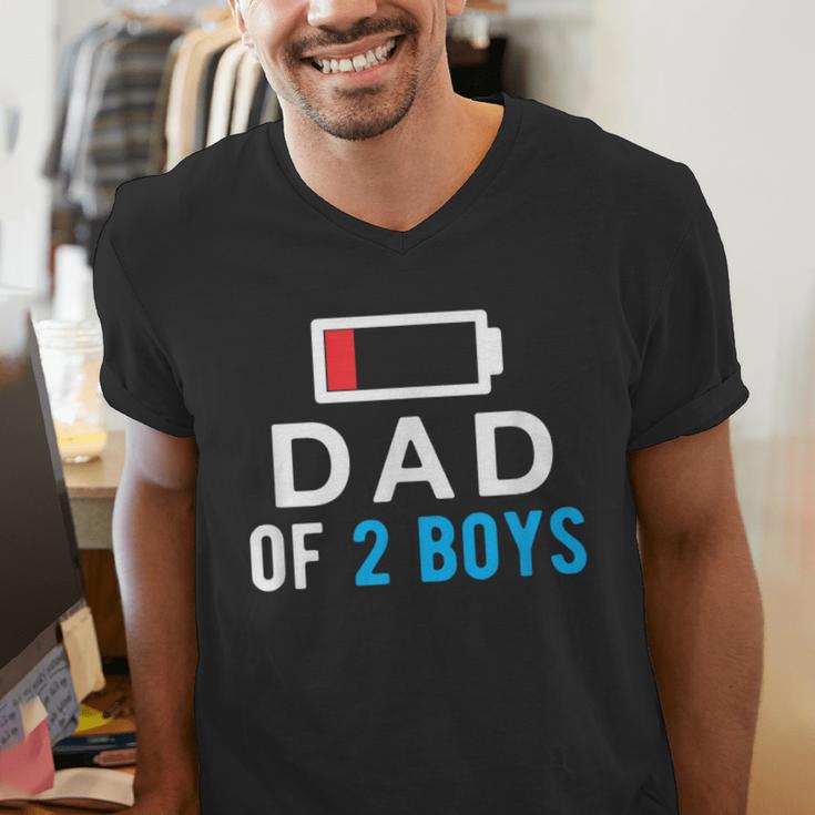 Father's Day Tee Dad Of 2 Boys Man Idea Men's V-Neck T-Shirt