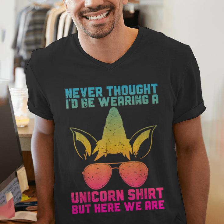Fathers Day I Wear A Unicorn Shirt Dadacorn Men's V-Neck T-Shirt
