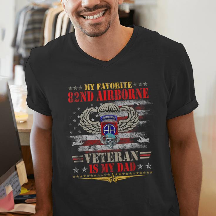 My Favorite 82nd Airborne Is My Dad Veteran Father's Day Men's V-Neck T-Shirt