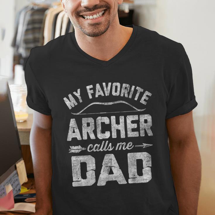 My Favorite Archer Calls Me Dad Archery Father's Day Men's V-Neck T-Shirt