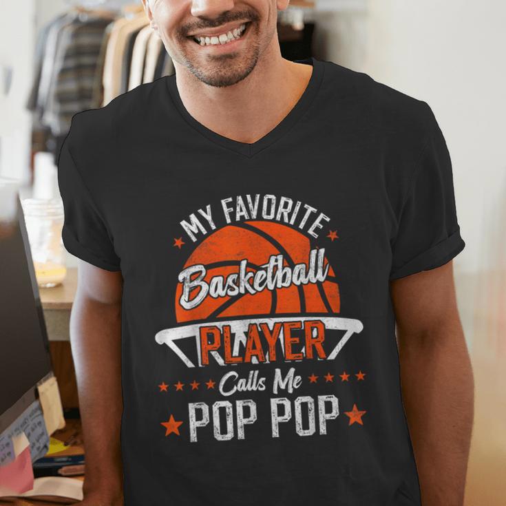 My Favorite Basketball Player Calls Me Pop Pop Funny Dad Men's V-Neck T-Shirt My Favorite Basketball Player Calls Me Pop Pop Funny Dad Men's V-Neck T-Shirt