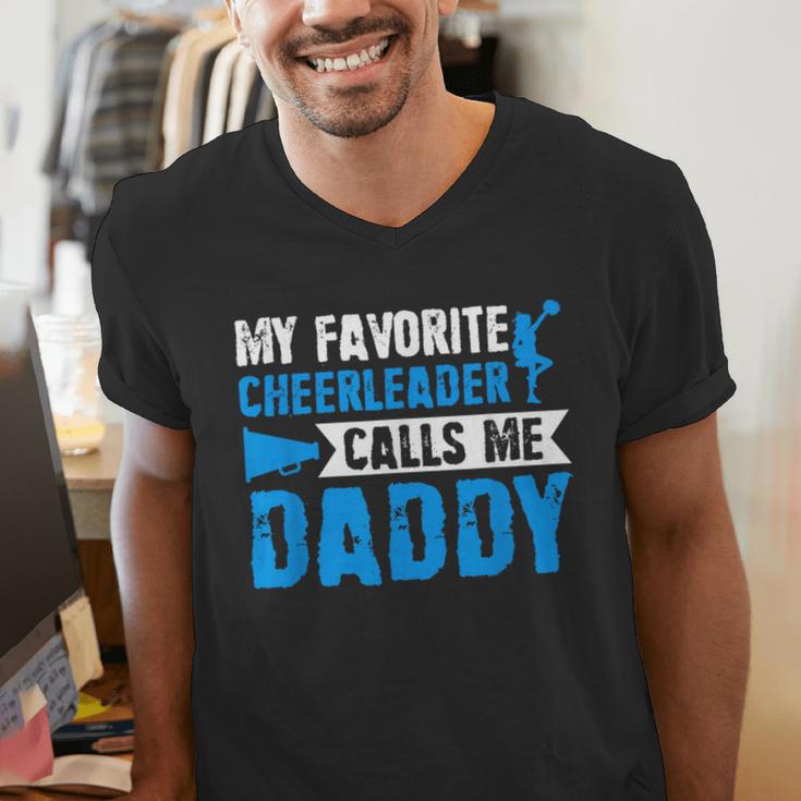 My Favorite Cheerleader Calls Me Daddy Cheer Dad Fathers Day Men's V-Neck T-Shirt
