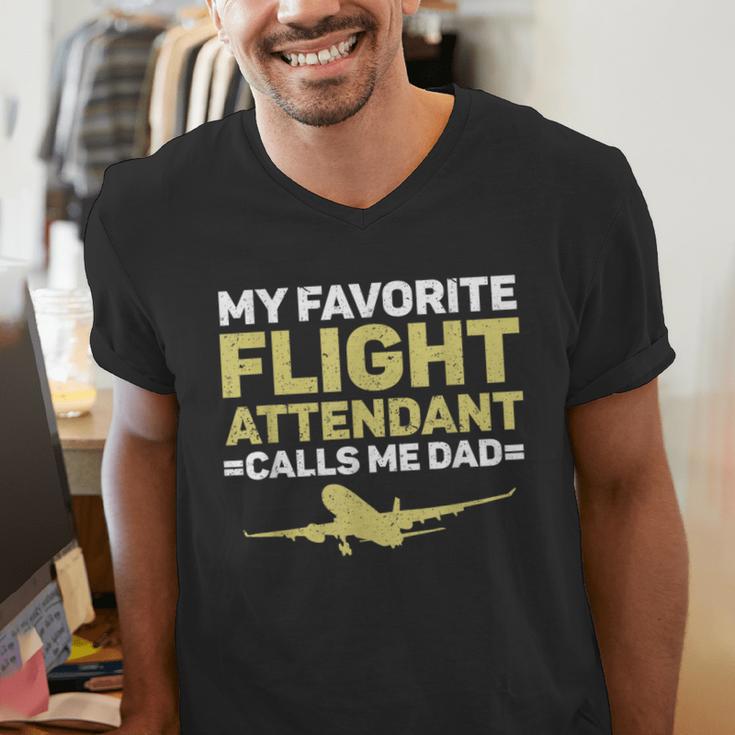 My Favorite Flight Attendant Calls Me Dad Flight Attendant Men's V-Neck T-Shirt