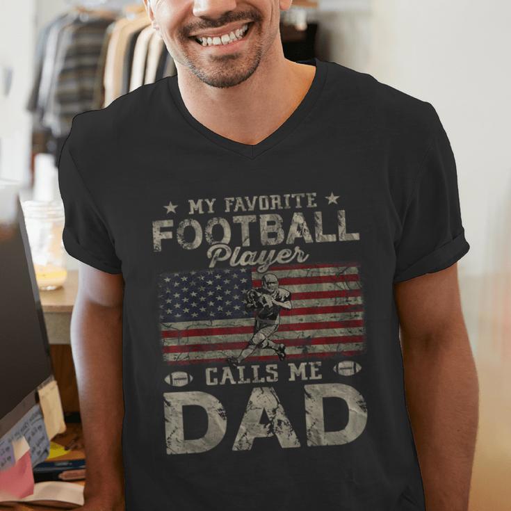 My Favorite Football Player Calls Me Dad Father's Day Men's V-Neck T-Shirt