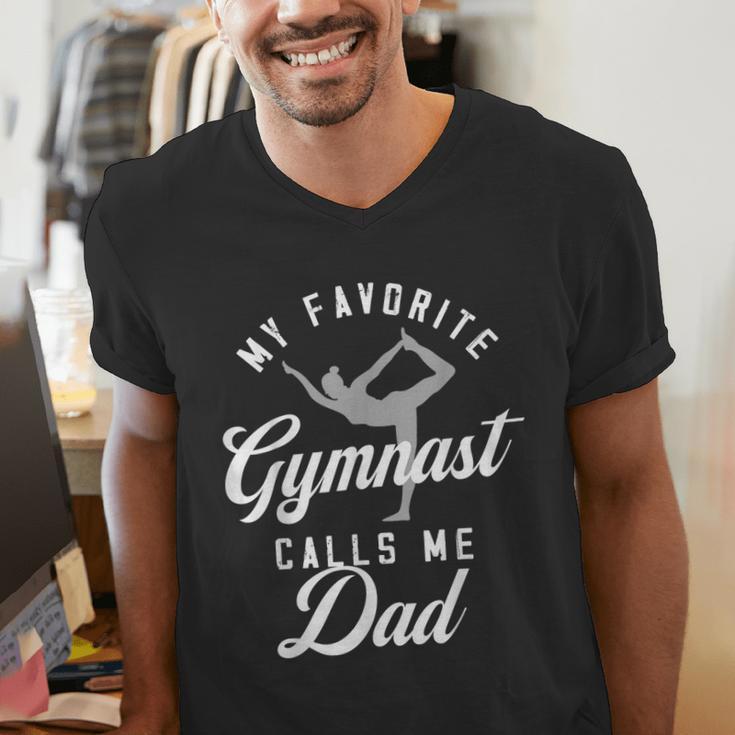 My Favorite Gymnast Calls Me Dad Mat Sports Gymnastics Men's V-Neck T-Shirt My Favorite Gymnast Calls Me Dad Mat Sports Gymnastics Men's V-Neck T-Shirt