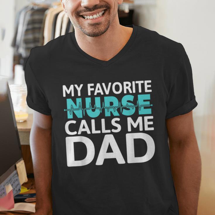 My Favorite Nurse Calls Me Dad Daughter Hospital Nursing Men's V-Neck T-Shirt