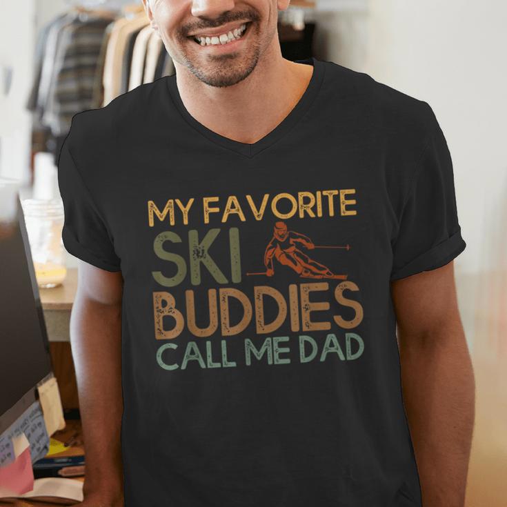 My Favorite Ski Buddies Call Me Dad A Cool Ski For Skiers Men's V-Neck T-Shirt
