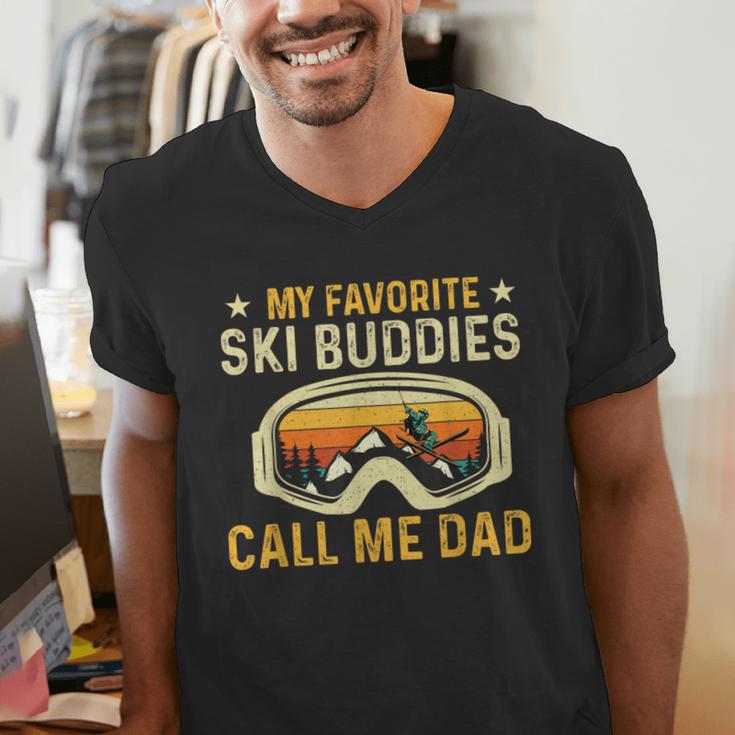 My Favorite Ski Buddies Call Me Dad Skier Skiing Lover Men's V-Neck T-Shirt