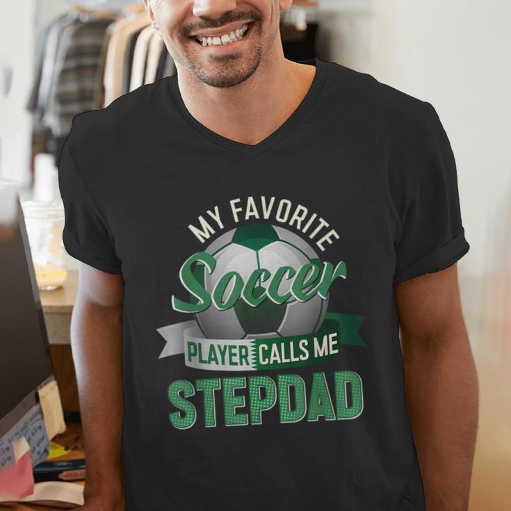 My Favorite Soccer Player Calls Me Stepdad Father's Day Men Men's V-Neck T-Shirt My Favorite Soccer Player Calls Me Stepdad Father's Day Men Men's V-Neck T-Shirt