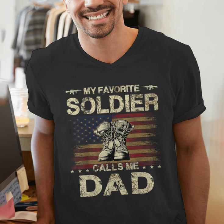 My Favorite Solider Calls Me Dad Proud Army Dad Men's V-Neck T-Shirt