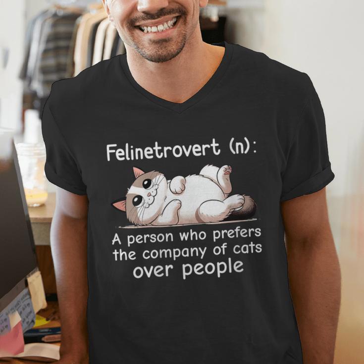 Felinetrovert Definition Cat Lover Introvert Humor Cats Men's V-Neck T-Shirt Felinetrovert Definition Cat Lover Introvert Humor Cats Men's V-Neck T-Shirt