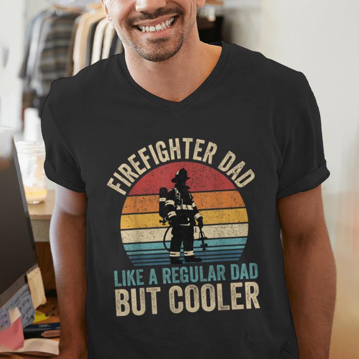 Firefighter Dad Like Regular Dad But Cooler Father's Day Men's V-Neck T-Shirt