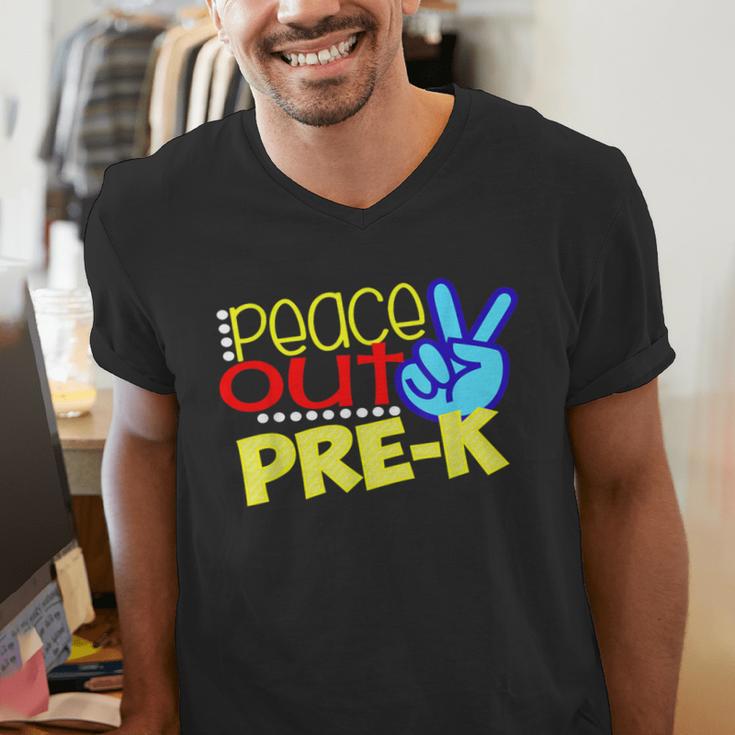First Day Of School Shirt Peace Out Pre-K Graduation Kids So Men's V-Neck T-Shirt