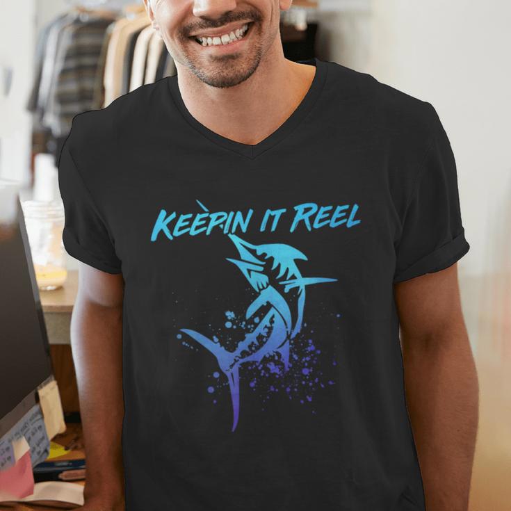 Fishing Keepin IT Reel Marlin Sport Fishermen Men Dad Men's V-Neck T-Shirt Fishing Keepin IT Reel Marlin Sport Fishermen Men Dad Men's V-Neck T-Shirt