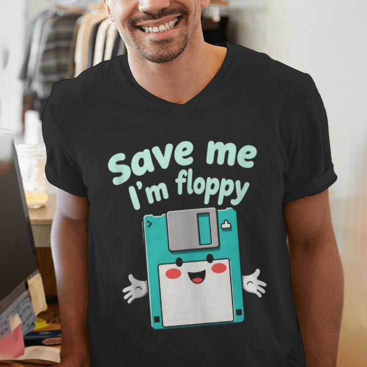 Floppy Disk Retro Tech Nostalgia Old School Computing Humor Men's V-Neck T-Shirt