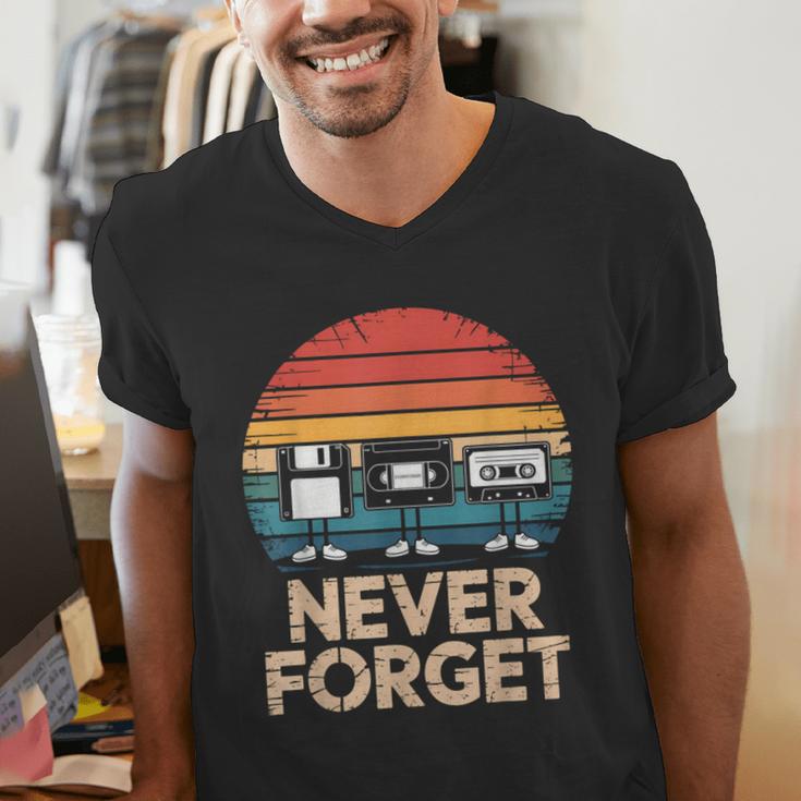 Floppy VHS Cassette Never Forget Retro 80s 90s Nostalgia Men's V-Neck T-Shirt Floppy VHS Cassette Never Forget Retro 80s 90s Nostalgia Men's V-Neck T-Shirt