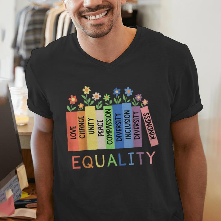 Floral Book Equality Human Rights Social Justice Peace Love Men's V-Neck T-Shirt