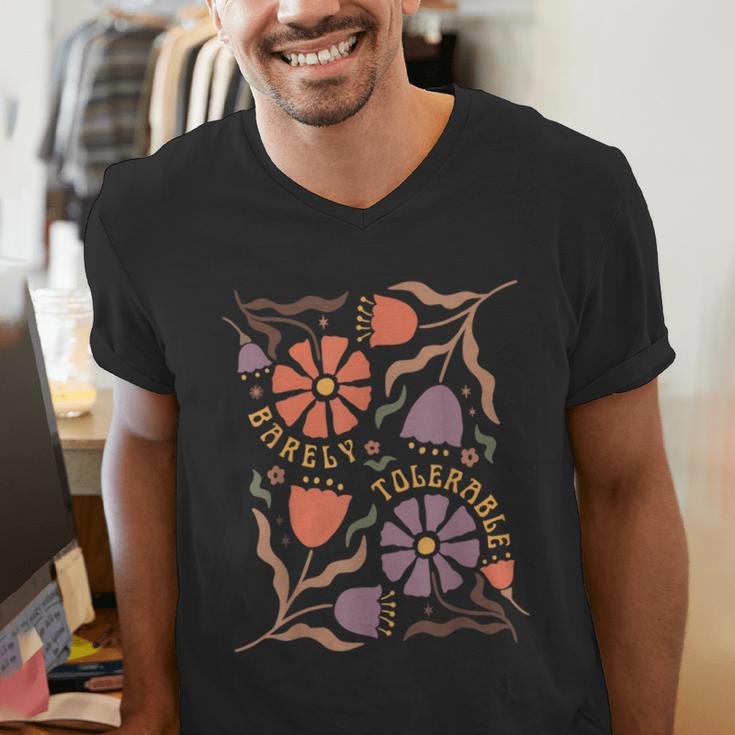 Floral Pride & Prejudice Barely Tolerable Book Lover Bookish Men's V-Neck T-Shirt