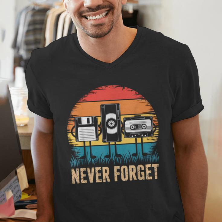 Never Forget Retro 80s 90s Floppy VHS Cassette Nostalgia Men's V-Neck T-Shirt