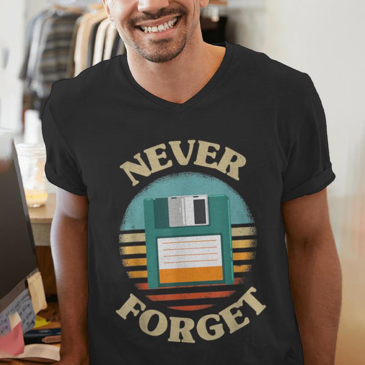 Never Forget Retro Diskette Nostalgia Vintage Men's V-Neck T-Shirt