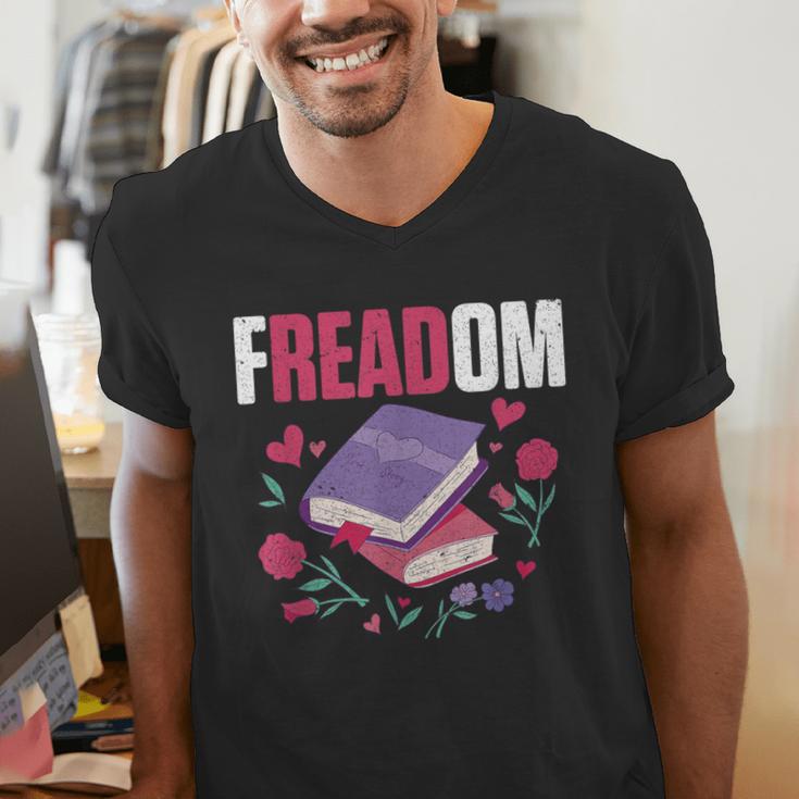 Freadom Anti Ban Books Freedom To Read Book Reading Men's V-Neck T-Shirt Freadom Anti Ban Books Freedom To Read Book Reading Men's V-Neck T-Shirt