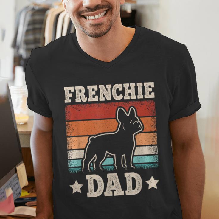 Frenchie Dad Retro French Bulldog Lover Daddy Men Men's V-Neck T-Shirt Frenchie Dad Retro French Bulldog Lover Daddy Men Men's V-Neck T-Shirt